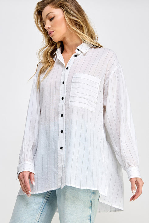 BLACK & WHITE RELAXED STRIPE SHIRT
